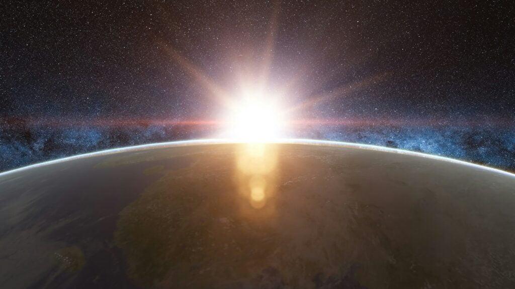 Beautiful sunrise view from space on Planet Earth